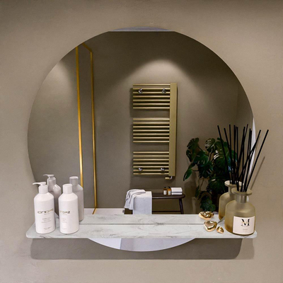 Mondiaz SPOT miroir – Ø 80 cm – avec tablette – Glace (marbre gris)