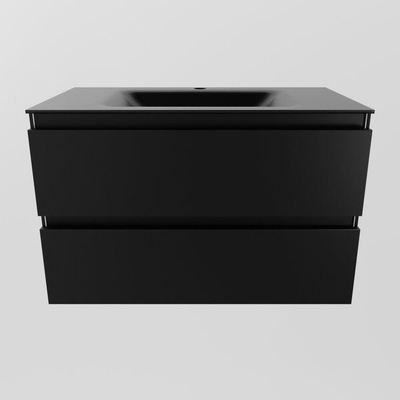 Mondiaz Aivy badmeubelset - 80x45x50cm - 1 kraangat - 1 wasbak urban Solid surface - Midden - 2 lades - Met spiegelkast - MDF Urban
