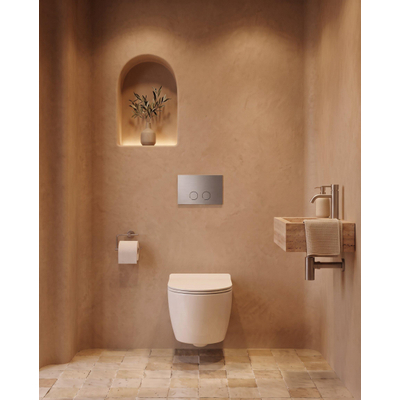 QeramiQ Push Steel Plaque de commande - 25x16cm - épaisseur 2.0mm - fixation magnétique - pour réservoir encastré Geberit UP320 - inox - double chasse - boutons ronds - brossé inox