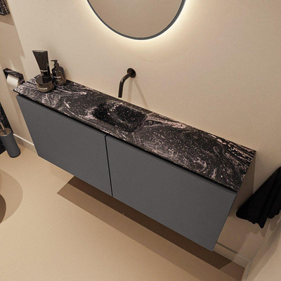 MONDIAZ TURE-DLUX Meuble toilette - 120cm - Dark Grey - EDEN - vasque Lava - position centrale - sans trou de robinet
