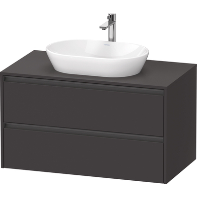 Duravit Ketho 2 meuble sous-lavabo avec plateau console avec 2 tiroirs 100x55x56,8cm avec poignées graphite anthracite super mat