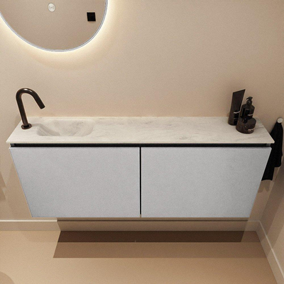 MONDIAZ TURE-DLUX meuble WC 120 cm Plata. EDEN lave-mains Opalo position gauche. Avec 1 trou de robinet.