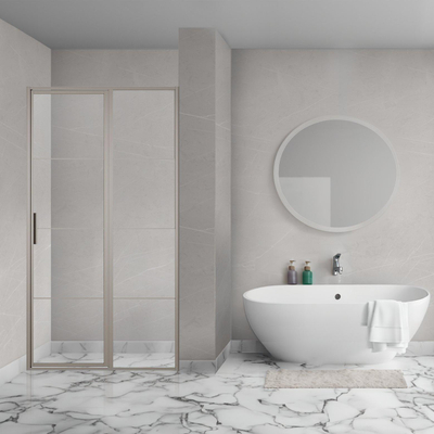 Aqua Vista Triple Porte pivotante avec partie fixe - 120x200 cm - verre clair - gunmetal (anthracite)