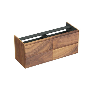 Forzalaqua Reno 2.0 meuble sous-lavabo 140x51x60cm avec 4 tiroirs sans poignée à fermeture douce Chêne massif Pure Walnut
