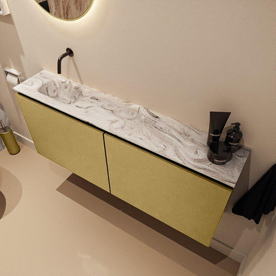 MONDIAZ TURE-DLUX meuble de toilettes 120 cm Oro. EDEN lavabo Glace position gauche. Sans trou de robinet.