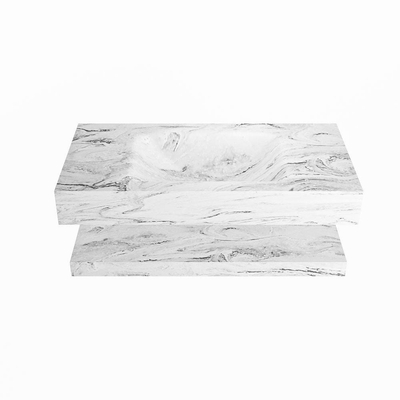 MONDIAZ ALAN - DLUX Badkamermeubelset - 90cm - planchet - Glace - vrijhangende wastafel - wasbak midden - 1 kraangat - Glace