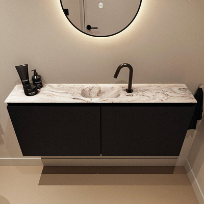 MONDIAZ TURE-DLUX Meuble de toilettes 120 cm Urban. Lavabo EDEN Glace position centrale. Avec 1 trou de robinet.