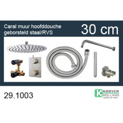 Wiesbaden One Pack Inbouwthermostaatset rond - type 204 - 30cm - geborsteld staal (RVS)