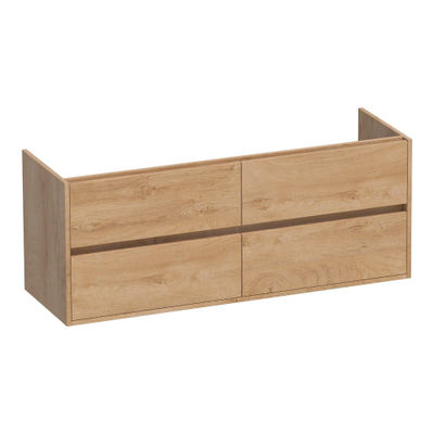 BRAUER Adore meuble sous-lavabo - 140x46x55cm - 4 tiroirs à fermeture amortie - sans poignées - 2 découpes pour siphon - Forest Tan
