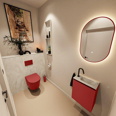 MONDIAZ TURE-DLUX 40cm toiletmeubel Fire. EDEN wastafel Ostra positie rechts. Met 1 kraangat.