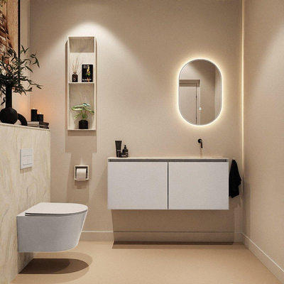 MONDIAZ TURE-DLUX 120cm toiletmeubel Linen. EDEN wastafel Ostra positie rechts. Zonder kraangat.
