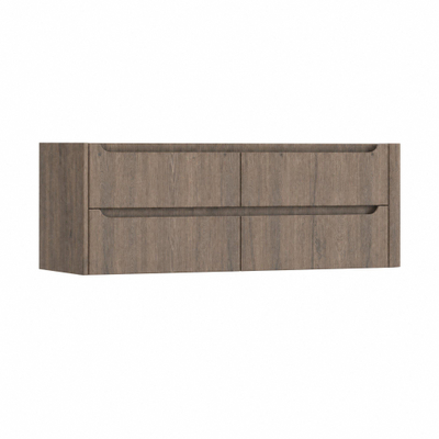 H&R Badmeubelen Juice Meuble sous vasque - 140x45x50cm - angle droit arrondi - 4 tiroirs - poignée intégrée - Tucson oak