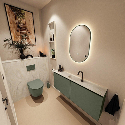 MONDIAZ TURE-DLUX 120cm toiletmeubel Army. EDEN wastafel Ostra positie midden. Met 1 kraangat.