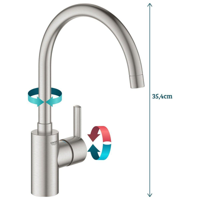 Grohe Feel Keukenkraan - hoog - Brushed Supersteel (RVS)