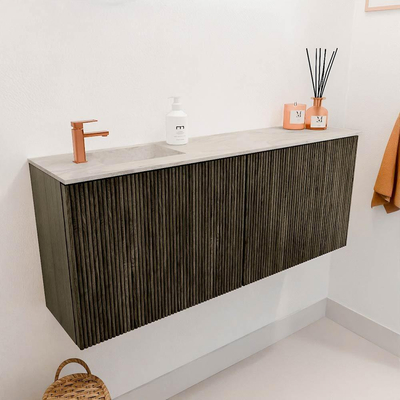 Mondiaz JOYA-DLUX 100cm toiletmeubel - kleur Shadow - Wastafel FAYE positie Links 1 kraangat kleur Ostra.
