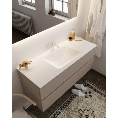 Mondiaz VICA ensemble de meuble de salle de bain - 120cm - meuble sous-vasque fumée - 2 tiroirs - lavabo nuage milieu - 1 trou de robinet - version XL 60cm haut