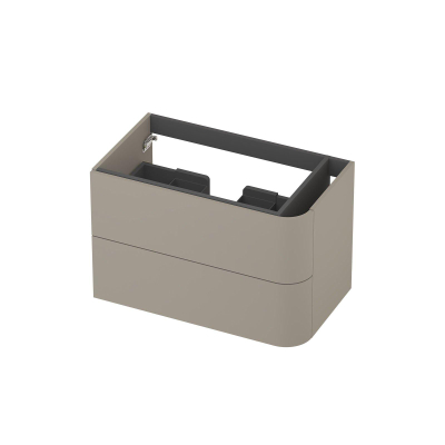 INK Concept R Wastafelonderkast - 80x45x52cm - 2 lades - opliggende grepen - afgeronde hoek rechts - MDF lak - mat creme cotton