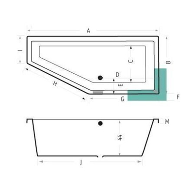 Xenz Society Compact ligbad - 180x80cm - met overloop - zonder afvoer - Hoekopstelling links - Acryl Cement Mat