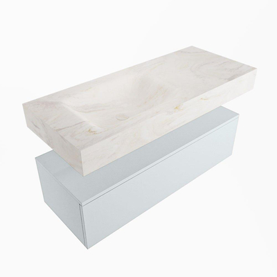 Mondiaz ALAN-DLUX Ensemble de meuble - 110cm - meuble Clay mat - 1 tiroir - Lavabo Cloud Ostra suspendu - vasque Gauche - 1 trou de robinet