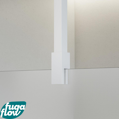 FugaFlow Eccelente Vetro douche à l'italienne salle de bain - 180x200cm - verre mat - bras plafond - blanc mat