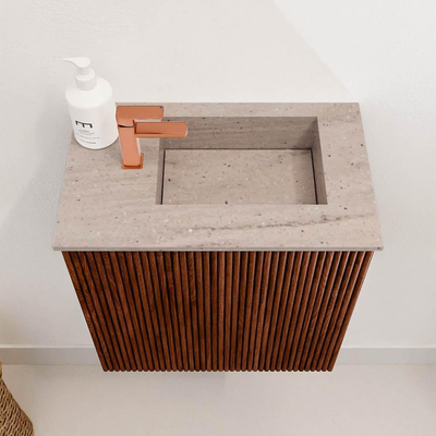 Mondiaz JOYA-DLUX Meuble de toilette 40cm - couleur Ruby - Vasque FAYE position Droite 1 trou de robinet couleur Saba