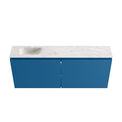 MONDIAZ TURE-DLUX Meuble WC 120cm Jeans. Lavabo EDEN Ostra position gauche. Sans trou de robinet.