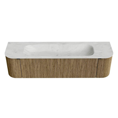 Mondiaz KURVE-DLUX Ensemble de meuble de salle de bains - 170x46x40cm - 1 tiroir - 2 portes - vasque solid surface - milieu - sans trou de robinet - Dusk