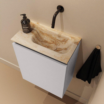 MONDIAZ TURE-DLUX Meuble toilette - 40cm - Cale - EDEN - vasque Frappe - position droite - sans trou de robinet