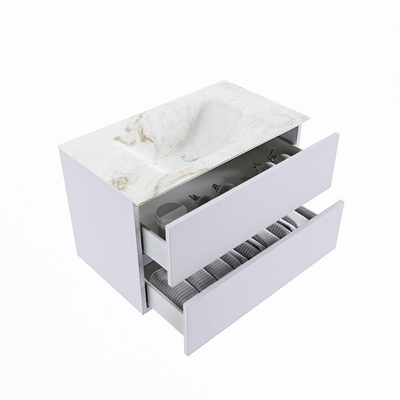 MONDIAZ VICA-DLUX Ensemble meuble de salle de bains - 80cm - meuble bas cale - 2 tiroirs - lavabo encastré cloud central - 1 trou de robinet - version haute 60cm - frape