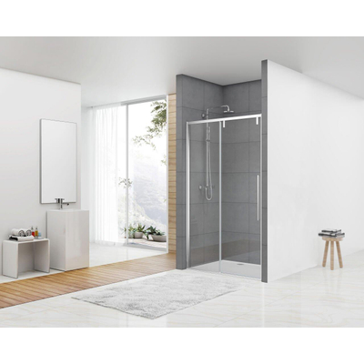 Van rijn products st06 porte coulissante softclose avec verre transparent de 8 avec 118x200cm avec poignée chromée.