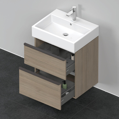 Duravit D-Neo wastafelonderkast 58.4x62.5x44.2cm 2 lades Eiken (terra) Mat