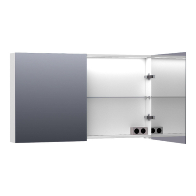 BRAUER Impress Deluxe armoire de toilette - 120x70x15cm - éclairage interne et externe - 2 portes miroir double face - blanc mat
