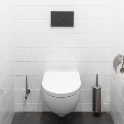 QeramiQ Push Plaque de commande - pour réservoir encastré Geberit UP320 - double chasse - boutons ronds - plastique - anthracite mat