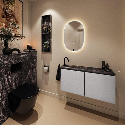 MONDIAZ TURE-DLUX Meuble WC 100 cm Plata. EDEN lavabo Lava position gauche. Avec 1 trou de robinet.