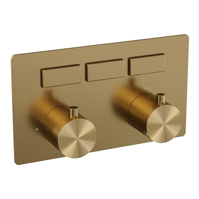 BRAUER Gold Edition - 3 fonctions - mitigeur thermostatique encastré - boutons-poussoirs - parties encastrées/apparentes - or brossé PVD