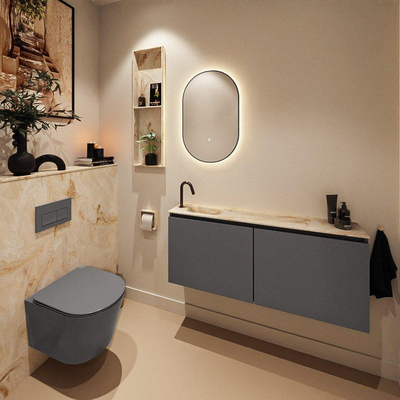 MONDIAZ TURE-DLUX 120cm toiletmeubel Dark Grey. EDEN wastafel Frappe positie links. Met 1 kraangat.