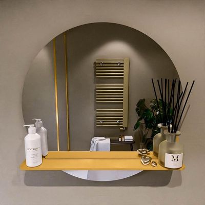 Mondiaz SPOT spiegel – Ø70 cm – met planchet – Ocher (geel)