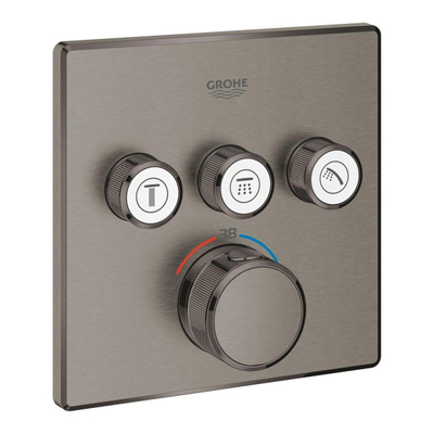 GROHE SmartControl Ensemble de douche encastrable - thermostatique - pommeau de douche carré - douchette stick - Hard graphite brossé (anthracite)