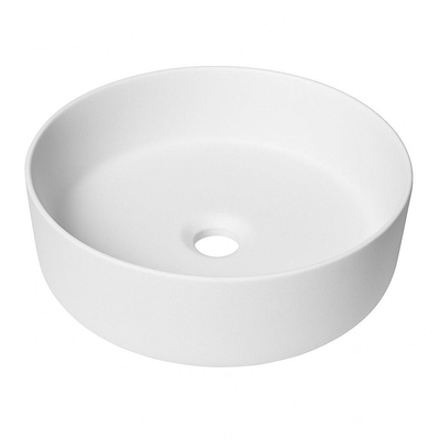 FugaFlow Eccelente Pietra waskom - 36x36x12cm - zonder overloop - rond - keramiek - mat wit