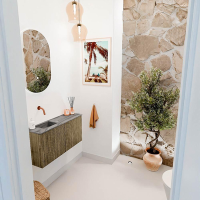 Mondiaz JOYA-DLUX 80cm toiletmeubel - kleur Dusk - Wastafel FAYE positie Links Zonder kraangat kleur Sombra.