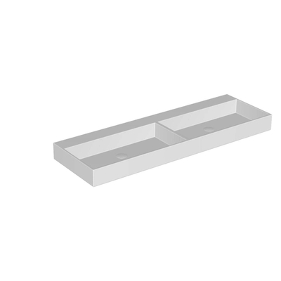 Ink United lavabo - 140x45x11cm - 2 vasques - sans trou de robinet - blanc brillant