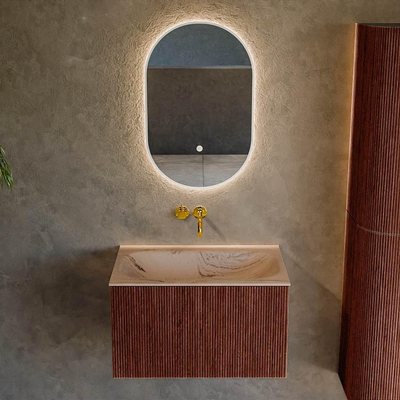 MONDIAZ KURVE-DLUX Meuble de salle de bains 70cm couleur Ruby avec 1 tiroir et 0 porte. Lavabo BIG SMALL Central sans trou de robinet Arena.