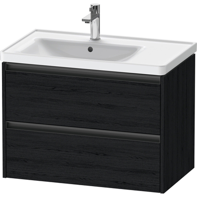 Duravit Ketho.2 Wastafelonderbouwkast - met 2 laden - voor waskom links - 78.4x45.5x54.9cm - met grepen antraciet - eiken zwart mat