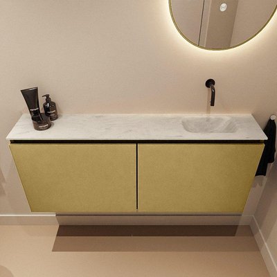MONDIAZ TURE-DLUX meuble WC 120 cm Oro. EDEN vasque Opalo position droite. Sans trou de robinet.