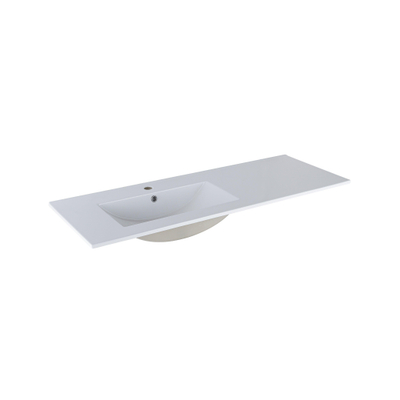 Saniclass Vygo Lavabo meuble - 121x2x46cm - trop-plein - 1 vasque à gauche - 1 trou de robinet - céramique - blanc brillant
