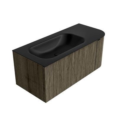 Mondiaz KURVE Ensemble meuble de salle de bains - 105x46x40cm - 1 tiroir - 1 porte - lavabo solid surface - gauche - sans trou de robinet - Shadow