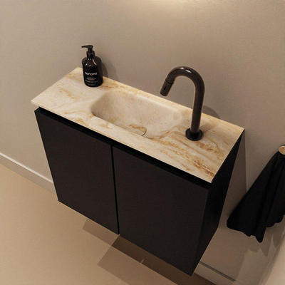 MONDIAZ TURE-DLUX 60cm toiletmeubel Urban. EDEN wastafel Frappe positie midden. Met 1 kraangat.