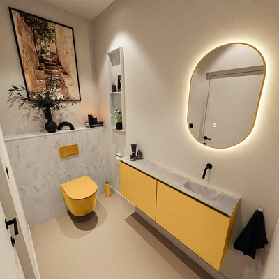 MONDIAZ TURE-DLUX 120cm toiletmeubel Ocher. EDEN wastafel Opalo positie rechts. Zonder kraangat.