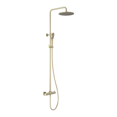 MAY Général Ensemble de douche de pluie apparent avec thermostat avec. douchette 3 jets et douche de tête Ø 25cm Or brossé mat pvd