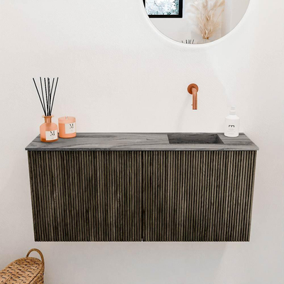 Mondiaz JOYA-DLUX Meuble de toilette 90cm - couleur Shadow - Vasque FAYE position Droite Sans trou de robinet couleur Sombra.